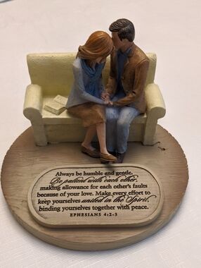 Husband Wife Couple Praying Sculpture Lighthouse Christian Scripture Quote